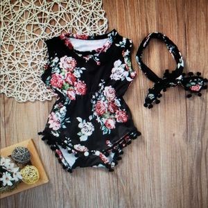 Floral romper with matching headband!